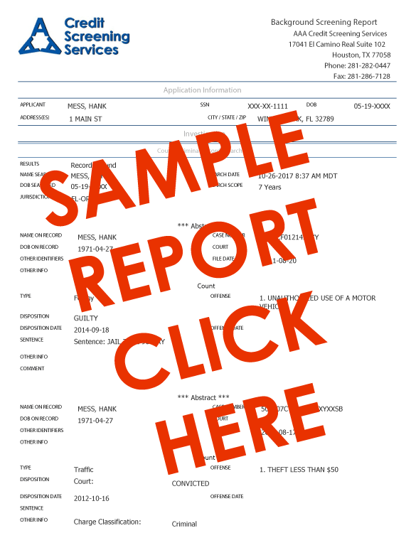 criminal record report criminal records